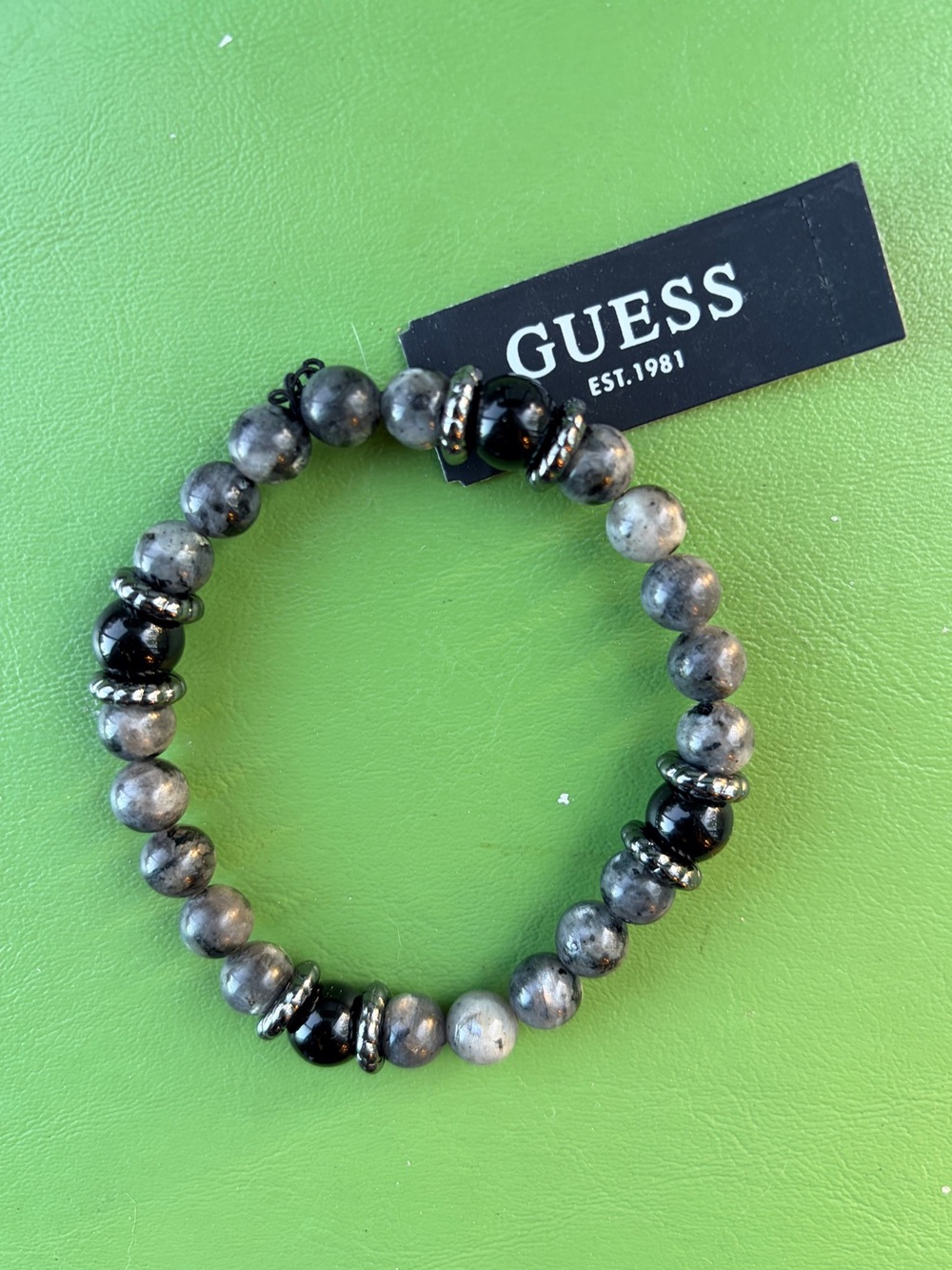 GUESS Gray & Black Accent Beaded Bracelet
